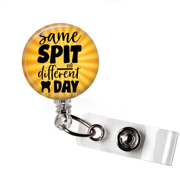 Handmade Accessories - 🦷😄 Same Spit Different Day Badge Reel | Funny Dental ID Name Tag Holder